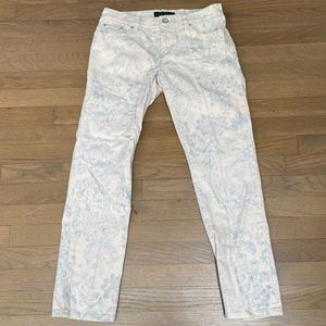 Lauren by Ralph Lauren, patterned denim pants modern straight ankle fit-  size 4